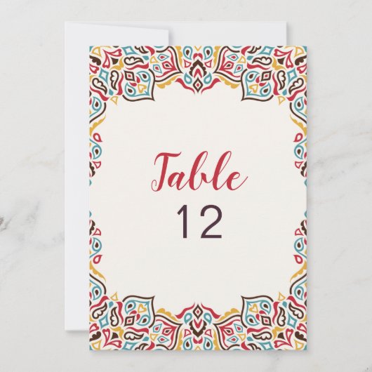Classical Geometric Mandala Wedding Table Number Kaart (Voorkant)