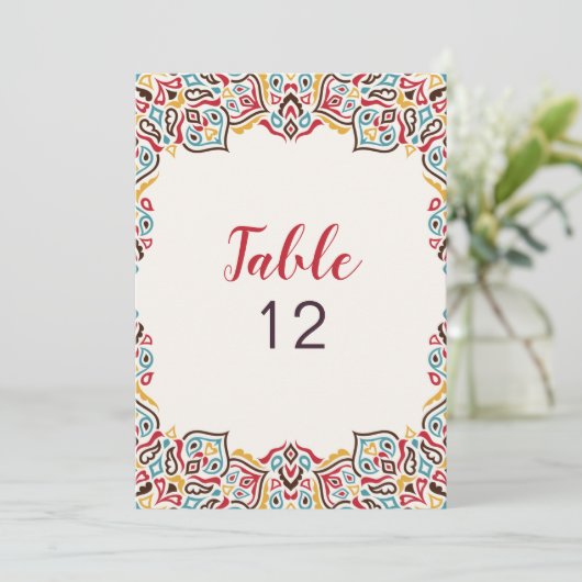 Classical Geometric Mandala Wedding Table Number Kaart (Staand voorkant)