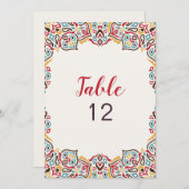 Classical Geometric Mandala Wedding Table Number Kaart (Voorkant / Achterkant)