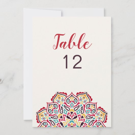 Classical Geometric Mandala Wedding Table Number Kaart (Voorkant)