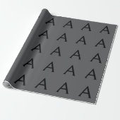 Classical Grey Simple Monogram Naam toevoegen Init Cadeaupapier (Uitgerold)