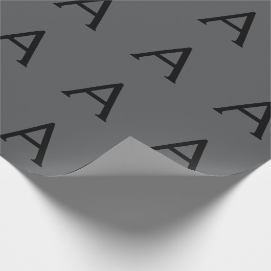 Classical Grey Simple Monogram Naam toevoegen Init Cadeaupapier (Hoek)