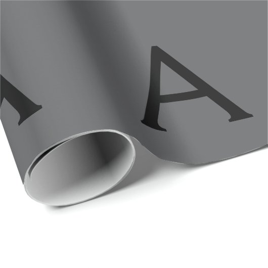 Classical Grey Simple Monogram Naam toevoegen Init Cadeaupapier (Rol Hoek)