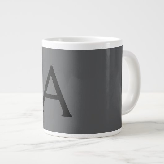 Classical Grey Simple Monogram Naam toevoegen Init Grote Koffiekop (Voorkant rechts)