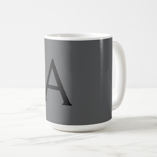 Classical Grey Simple Monogram Naam toevoegen Init Koffiemok (Voorkant rechts)