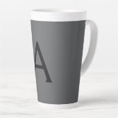 Classical Grey Simple Monogram Naam toevoegen Init Latte Mok (Rechterhoek)