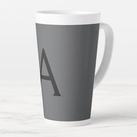 Classical Grey Simple Monogram Naam toevoegen Init Latte Mok (Rechterhoek)