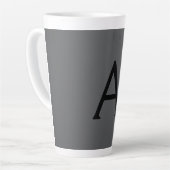 Classical Grey Simple Monogram Naam toevoegen Init Latte Mok (Linkerhoek)