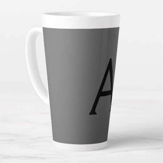 Classical Grey Simple Monogram Naam toevoegen Init Latte Mok (Linkerhoek)