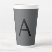 Classical Grey Simple Monogram Naam toevoegen Init Latte Mok (Voorkant)