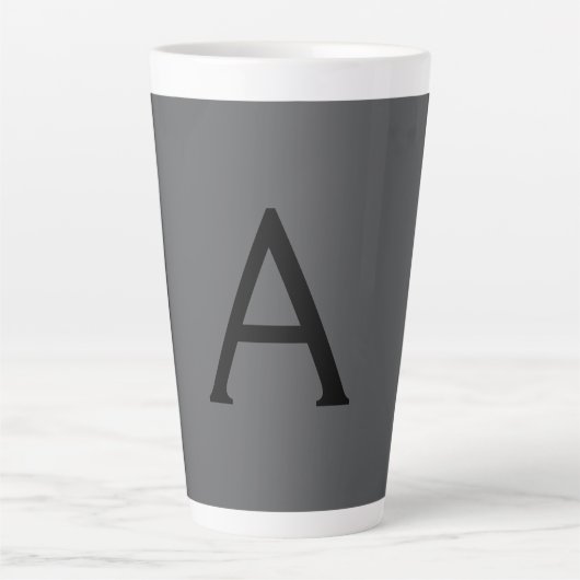 Classical Grey Simple Monogram Naam toevoegen Init Latte Mok (Voorkant)