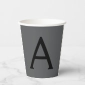 Classical Grey Simple Monogram Naam toevoegen Init Papieren Bekers (Voorkant)