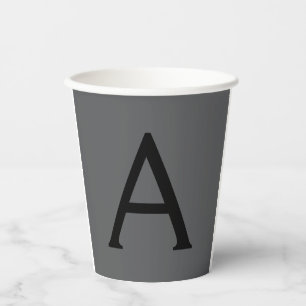 Classical Grey Simple Monogram Naam toevoegen Init Papieren Bekers