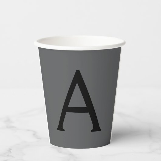 Classical Grey Simple Monogram Naam toevoegen Init Papieren Bekers (Voorkant)