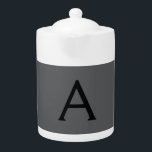 Classical Grey Simple Monogram Naam toevoegen Init Theepot<br><div class="desc">Modern,  eenvoudig design.</div>