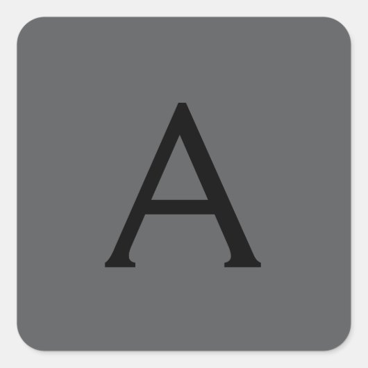 Classical Grey Simple Monogram Naam toevoegen Init Vierkante Sticker (Voorkant)