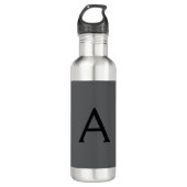 Classical Grey Simple Monogram Naam toevoegen Init Waterfles (Voorkant)