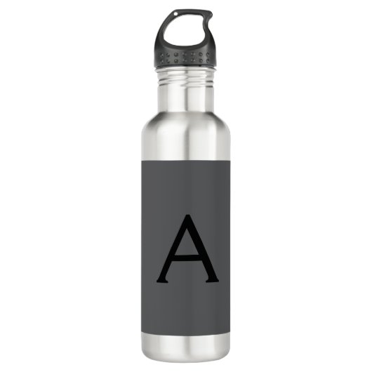 Classical Grey Simple Monogram Naam toevoegen Init Waterfles (Voorkant)