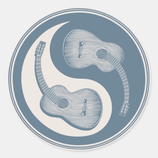 Classical Guitar Yin Yang Ronde Sticker (Voorkant)