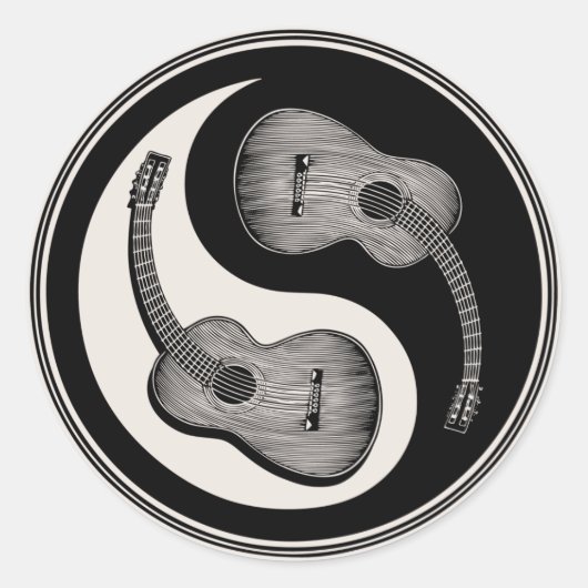 Classical Guitar Yin Yang Ronde Sticker (Voorkant)