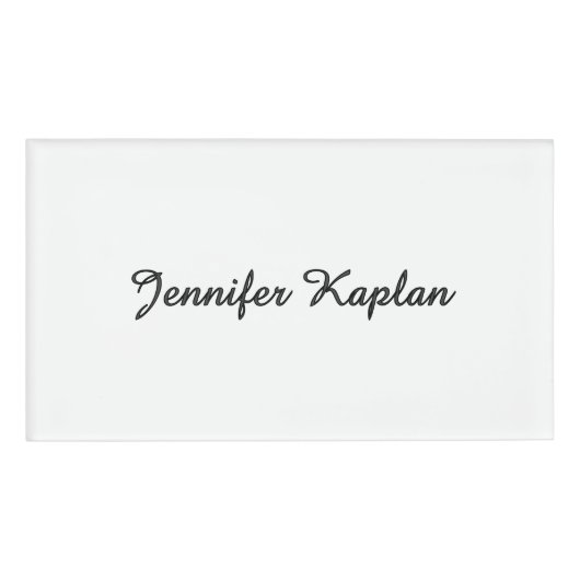 Classical Handwriting Minimalist Professional Naambadge (Voorkant)