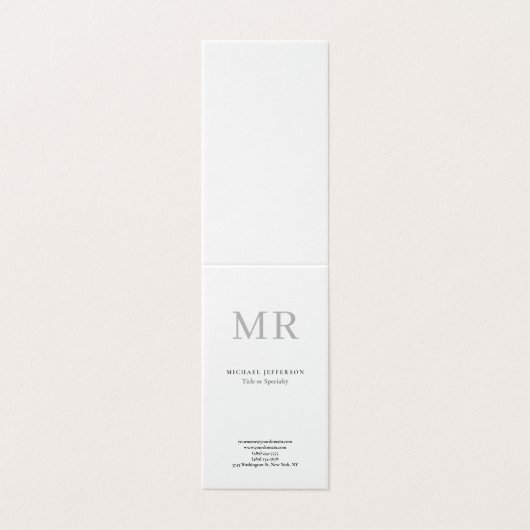 Classical Monogram Grey White Minimalist Plain Visitekaartje (Buitenkant ongevouwen)