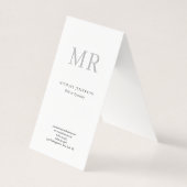 Classical Monogram Grey White Minimalist Plain Visitekaartje (Voorkant)