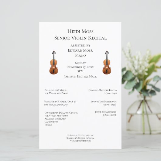 Classical Music Overweging Concert Viool Programma (Staand voorkant)