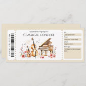 Classical Music Ticket Gift Certificate Kaart (Voorkant / Achterkant)