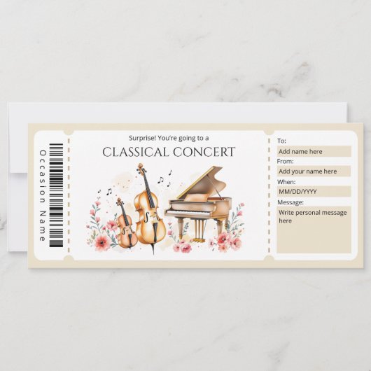 Classical Muziekticket Cadeaubon Kaart (Voorkant)