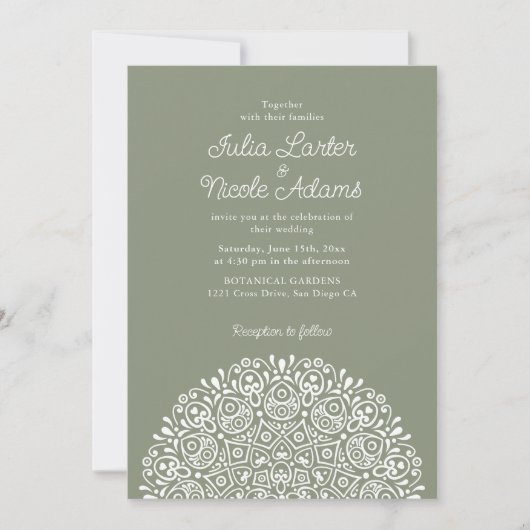 Classical Ornate Art Deco Style Mandala Wedding Kaart (Voorkant)