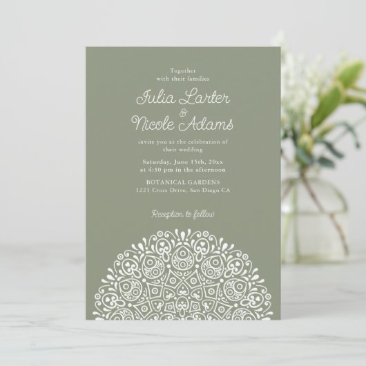Classical Ornate Art Deco Style Mandala Wedding Kaart (Staand voorkant)