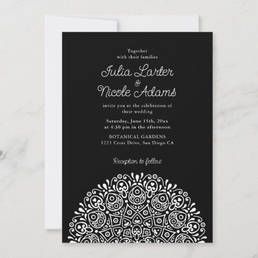 Classical Ornate Art Deco Style Mandala Wedding Kaart (Voorkant)