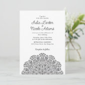 Classical Ornate Art Deco Style Mandala Wedding Kaart (Staand voorkant)