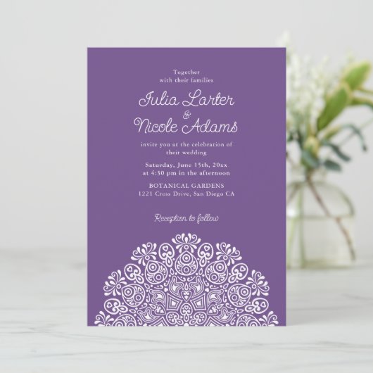 Classical Ornate Art Deco Style Mandala Wedding Kaart (Staand voorkant)