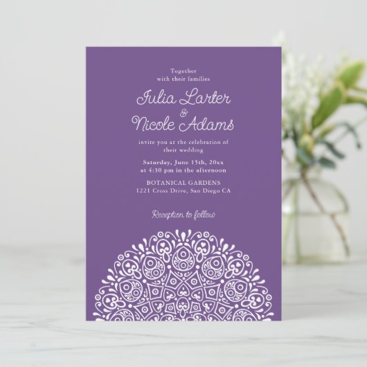 Classical Ornate Art Deco Style Mandala Wedding Kaart (Staand voorkant)