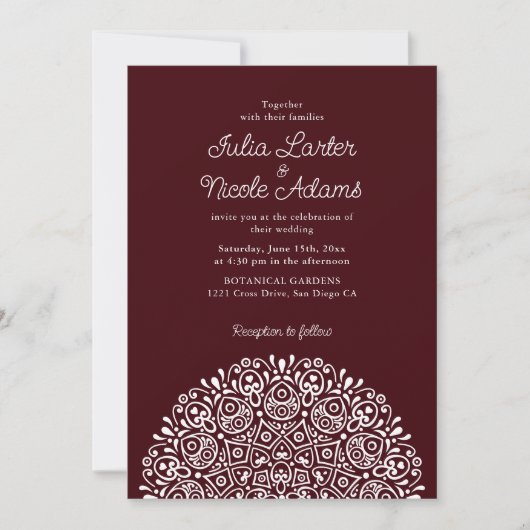 Classical Ornate Art Deco Style Mandala Wedding Kaart (Voorkant)