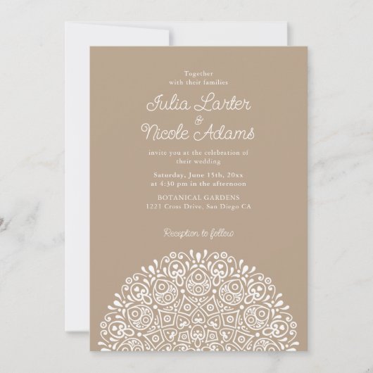 Classical Ornate Art Deco Style Mandala Wedding Kaart (Voorkant)