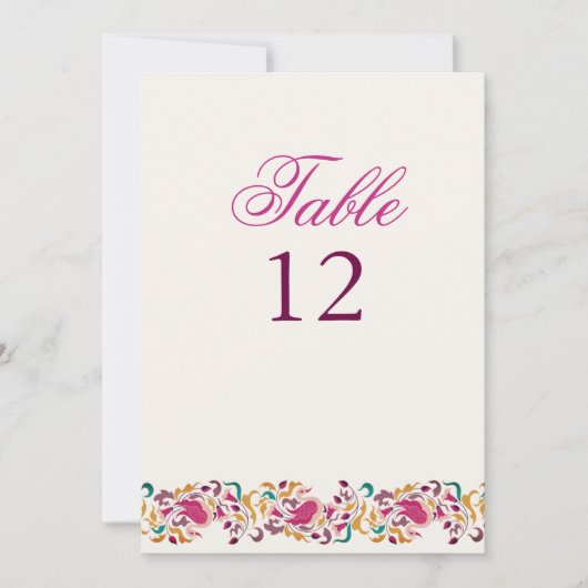Classical Pearl Swan Floral Wedding Table Number Kaart (Voorkant)