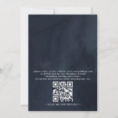 Classical Peonies Floral Navy Chic QR Code Wedding Kaart (Achterkant)