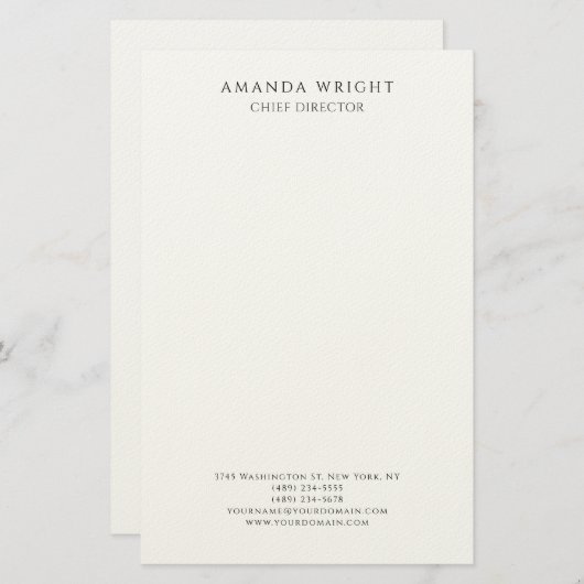 Classical Plain Attractive Stylish Business Briefpapier (Voorkant / Achterkant)