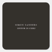 Classical Plain Unique Minimalist Smoky Black Vierkante Sticker (Voorkant)