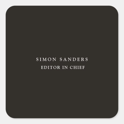 Classical Plain Unique Minimalist Smoky Black Vierkante Sticker (Voorkant)