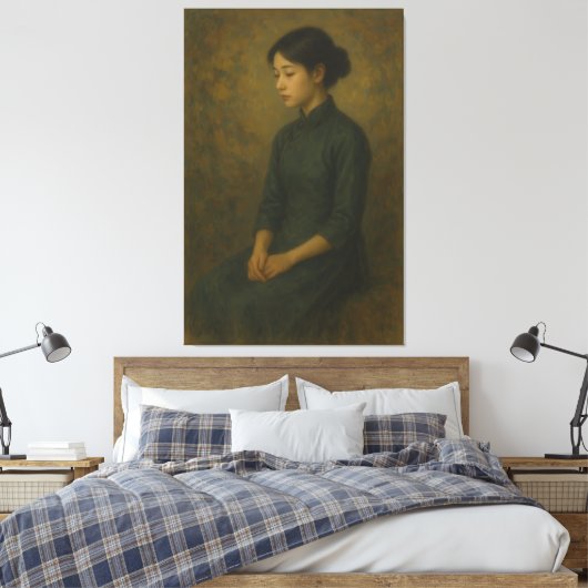 Classical Portrait of a Lady | Fine Art Oil Painti Canvas Afdruk (Insitu (Slaapkamer))