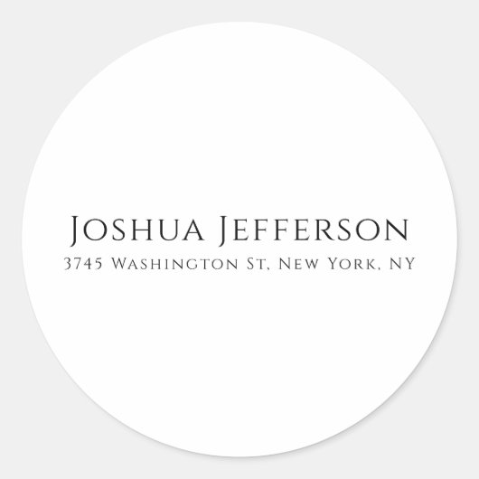 Classical Professional Creative Plain Black White Ronde Sticker (Voorkant)