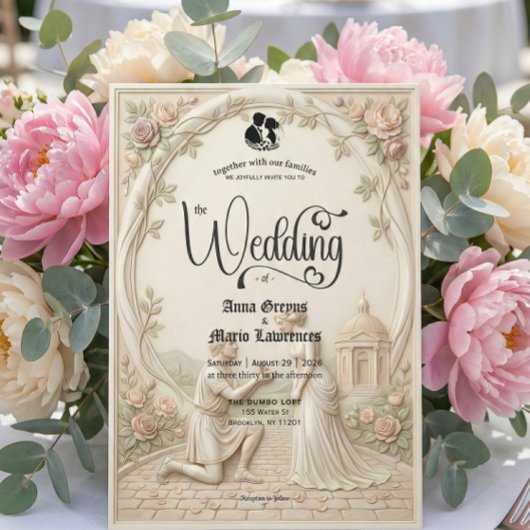 Classical Regency Garden Proposal Scene Wedding Kaart