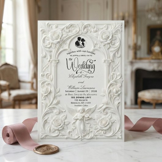 Classical Rococo Arch Fairytale Columns Wedding Kaart