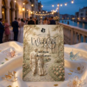 Classical Romantic Old World Chapel Wedding Kaart