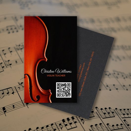 Classical String Music Teacher Professional QRcode Visitekaartje