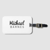 Classical White Minimalist Plain Elegant Bagagelabel (Voorkant (horizontaal))